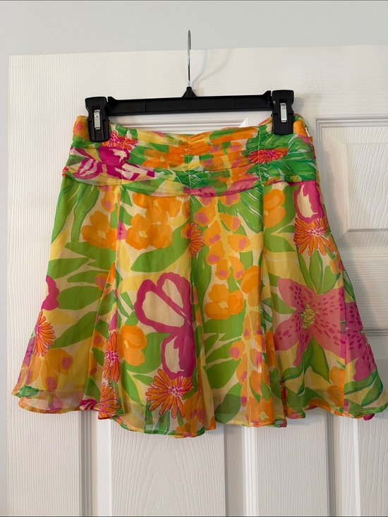Lilly Pulitzer Dresses & Skirts - Vintage Lilly Pulitzer Floral Circle Skirt in Yellow, Green & Pink 100% silk